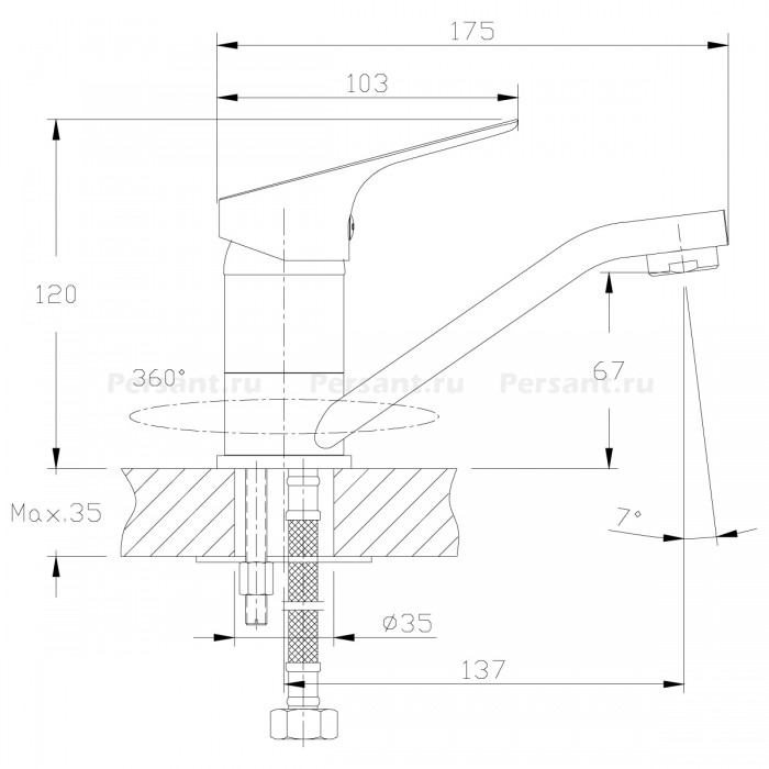 Смеситель для раковины Rossinka RS29 RS29-22 хром
