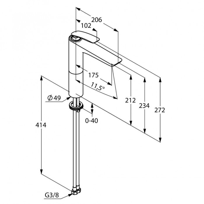 Смеситель для раковины Kludi Balance 522968775 черный матовый/хром