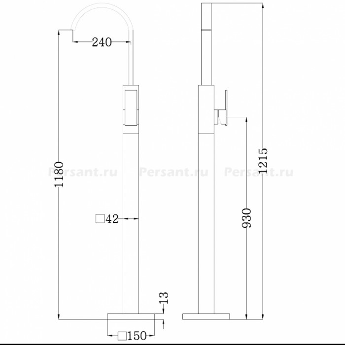 Смеситель для раковины Abber Wasserfall AF8640 напольный, хром