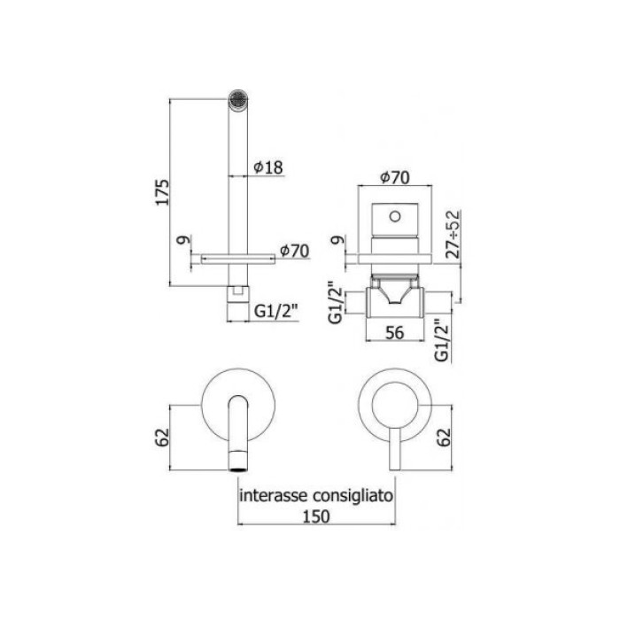 Смеситель для раковины Paffoni Light LIG006NO70