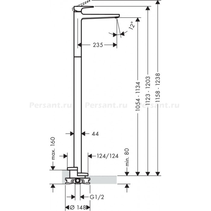 Смеситель для раковины Hansgrohe METROPOL 32530000 напольный, хром