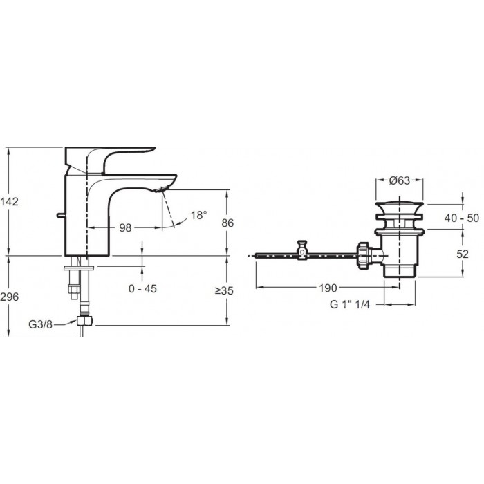 Смеситель для раковины Jacob Delafon Aleo E72275-4-CP хром