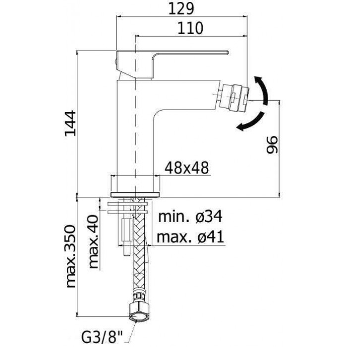 Смеситель для биде Paffoni Elle EL131NO черный матовый