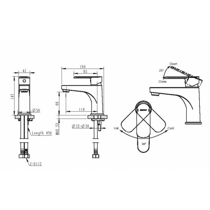 Смеситель для раковины Bravat Louise F1191183CP-RUS хром