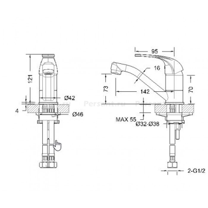 Смеситель для раковины Bravat Fit F1233188CP-RUS хром