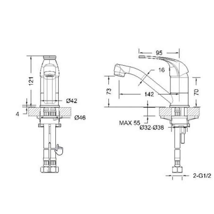 Смеситель для раковины Bravat Fit F1233188CP-RUS хром