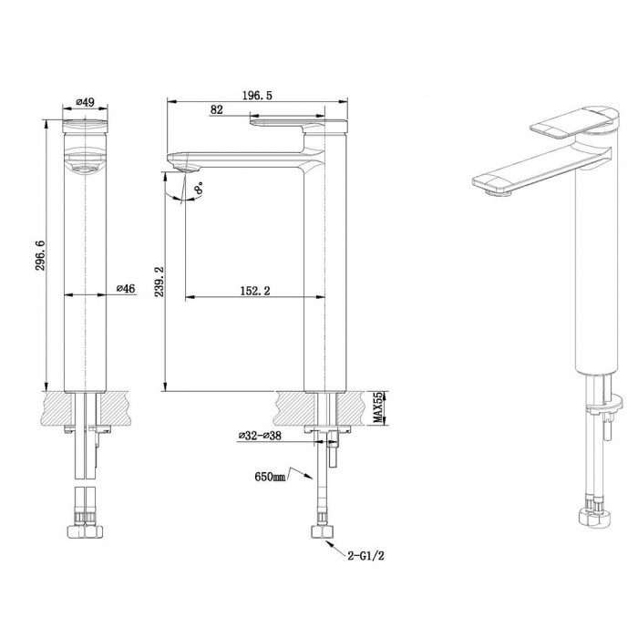 Смеситель для раковины Bravat Eddie F1369402BW-A9-ENG черный матовый