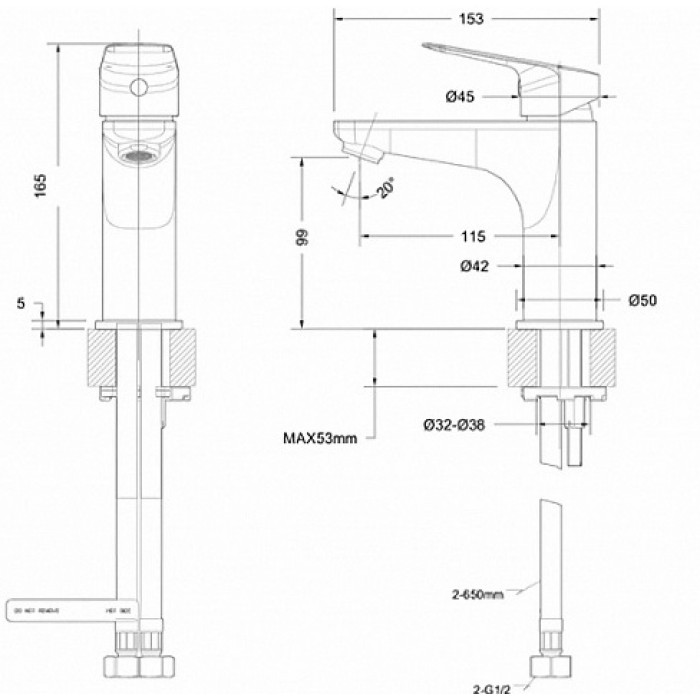 Смеситель для раковины Bravat Rhein F1429564BW-9-ENG черный матовый