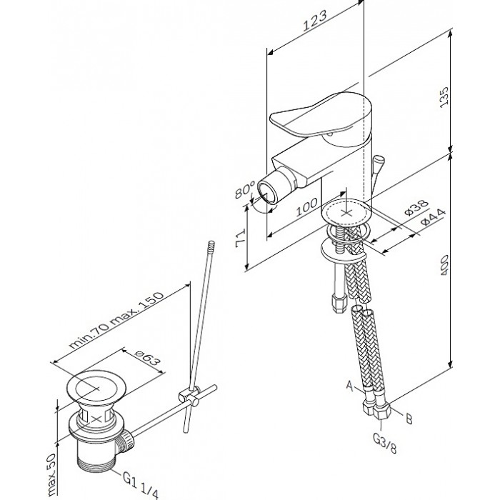 Смеситель для биде AM.PM X-Joy F85A83100 хром