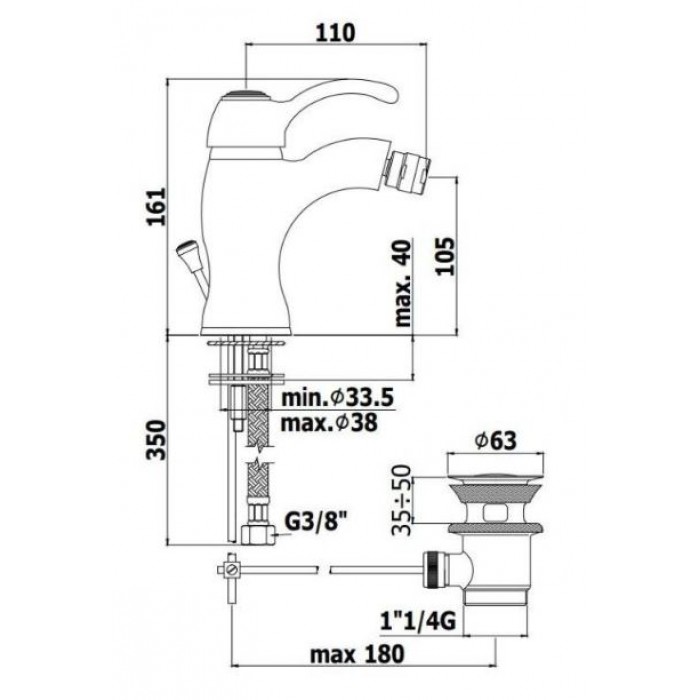 Смеситель для биде Paffoni Flavia FA135BR бронза