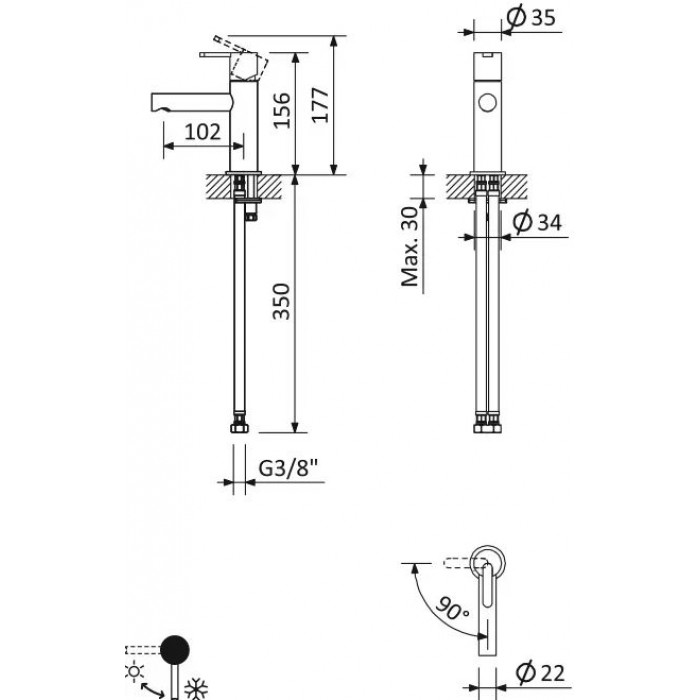 Смеситель для раковины Cezares Leaf LEAF-LSM1-L-SR матовое золото
