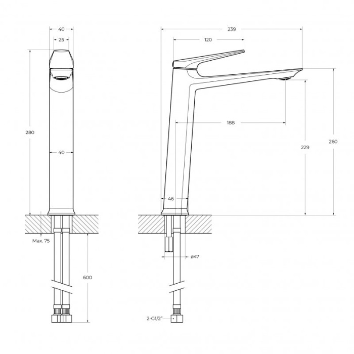 Смеситель для раковины Cezares Liner оружейная сталь LINER-LC-GM-W0