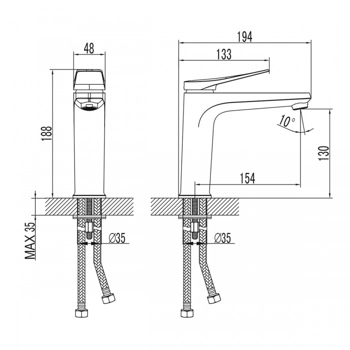 Смеситель для раковины Lemark Bronx LM3737BL с донным клапаном, черный матовый