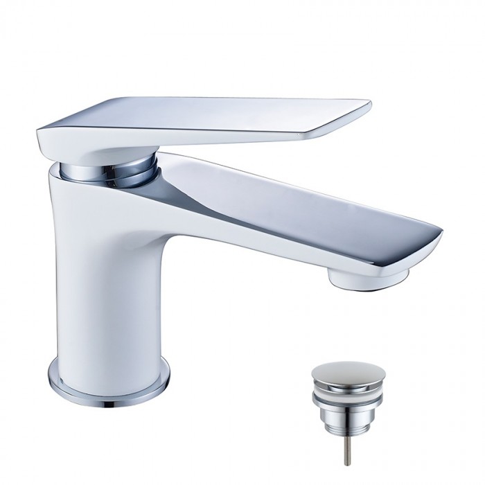 Смеситель для раковины Lemark Allegro LM5906CW с донным клапаном, белый/хром