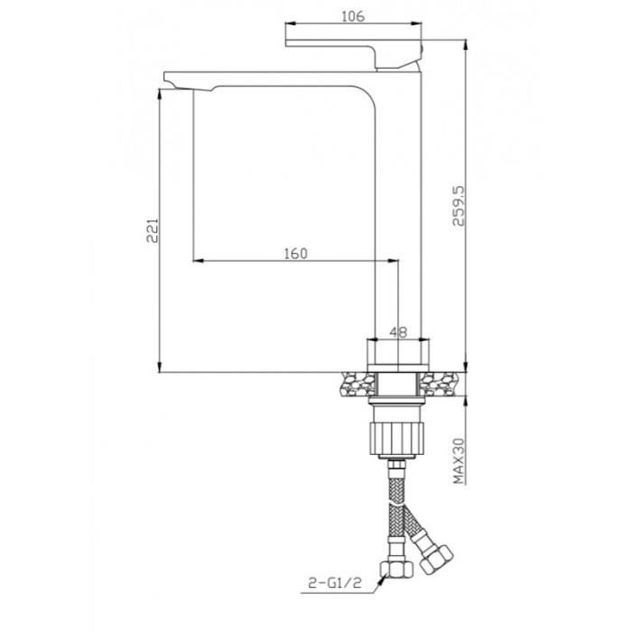 Смеситель для раковины BelBagno Luce LUC-LMC-CRM хром