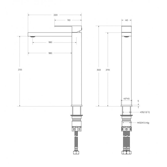 Смеситель для раковины Cezares Slider черный SLIDER-LC-NOP-W0