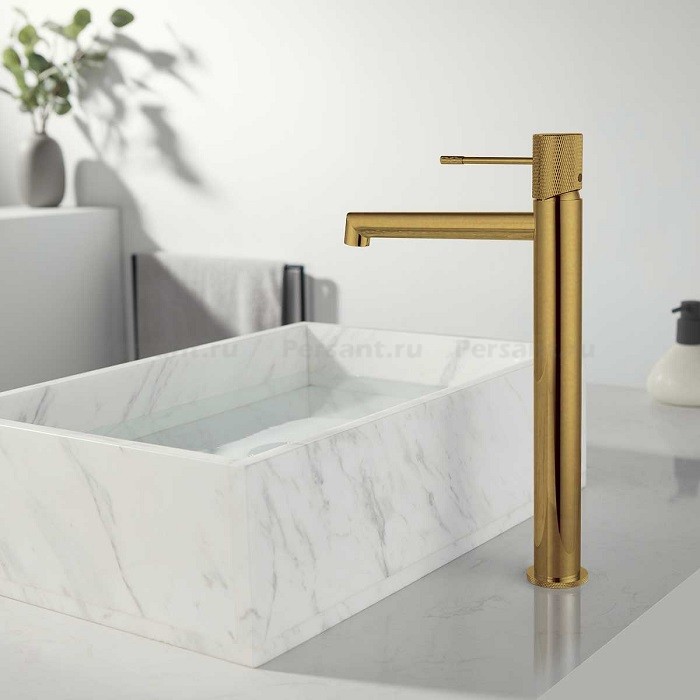 Смеситель для раковины Vincea Desire VBF-1D2BG высокий, золото брашированное