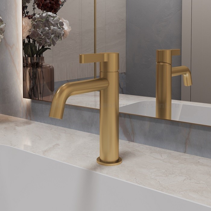 Смеситель для раковины Vincea Villa VBF-1VL1BG золото брашированное