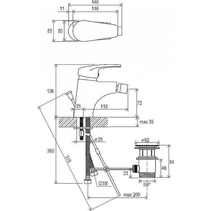 Смеситель для биде Ravak NEO NO 055.00 X070019 хром
