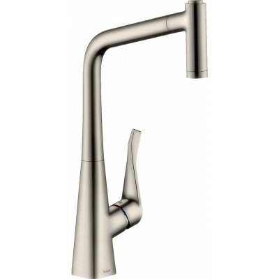 Смеситель для кухни Hansgrohe Metris 14820800 с выжвижным изливом, сталь