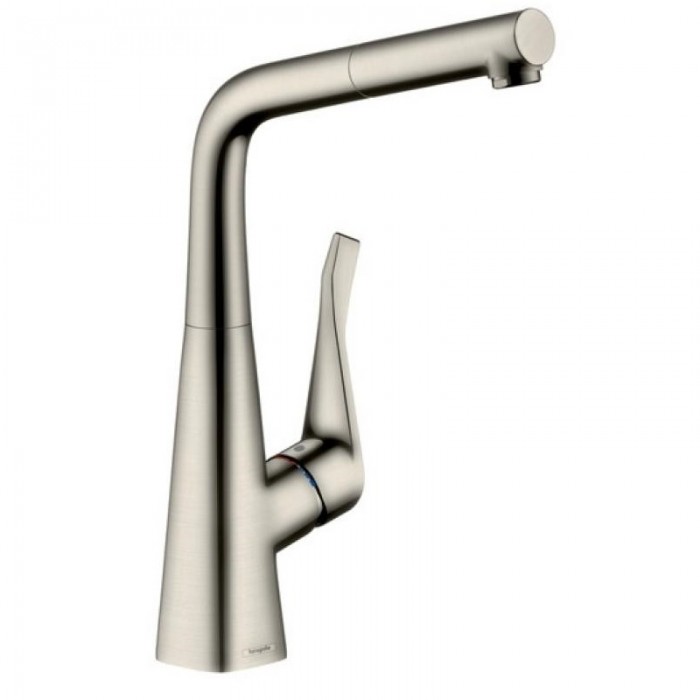 Смеситель для кухни Hansgrohe Metris 14821800 с выдвижным изливом, сталь