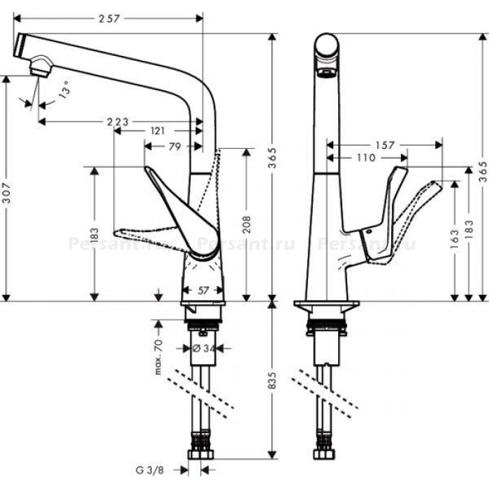 Смеситель для кухни Hansgrohe Metris Select 14883000 хром
