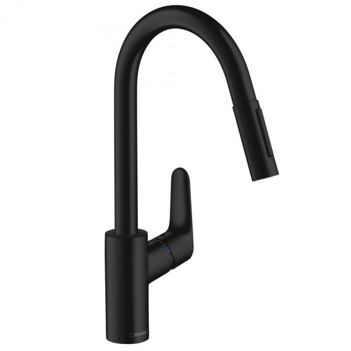 Смеситель для кухни hansgrohe Focus 240 31815670 с выдвижным изливом, черный матовый