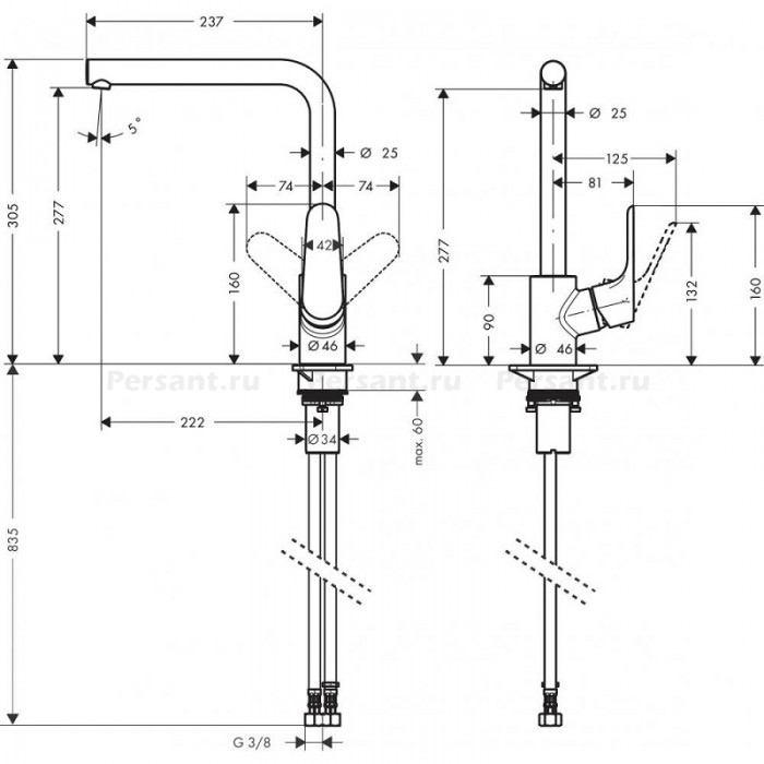 Смеситель для кухни hansgrohe Focus 280 31817670 черный матовый