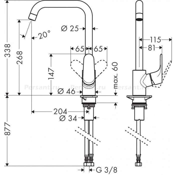 Смеситель для кухни hansgrohe Focus 260 31820670 черный матовый
