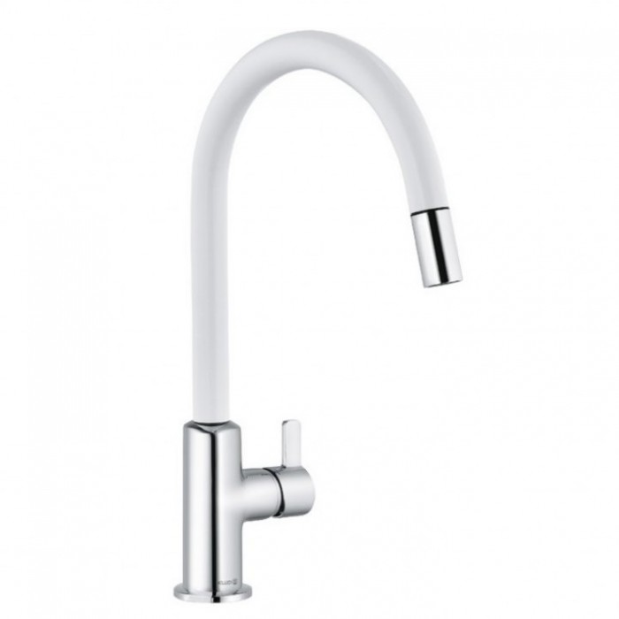 Смеситель для кухони Kludi BINGO STAR XS 468519378 с выдвижным изливом, хром/белый матовый
