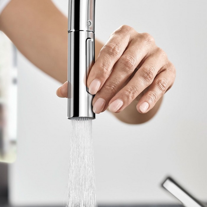 Смеситель для кухни hansgrohe Talis M54 2jet 72800000 с выдвижным изливом, хром