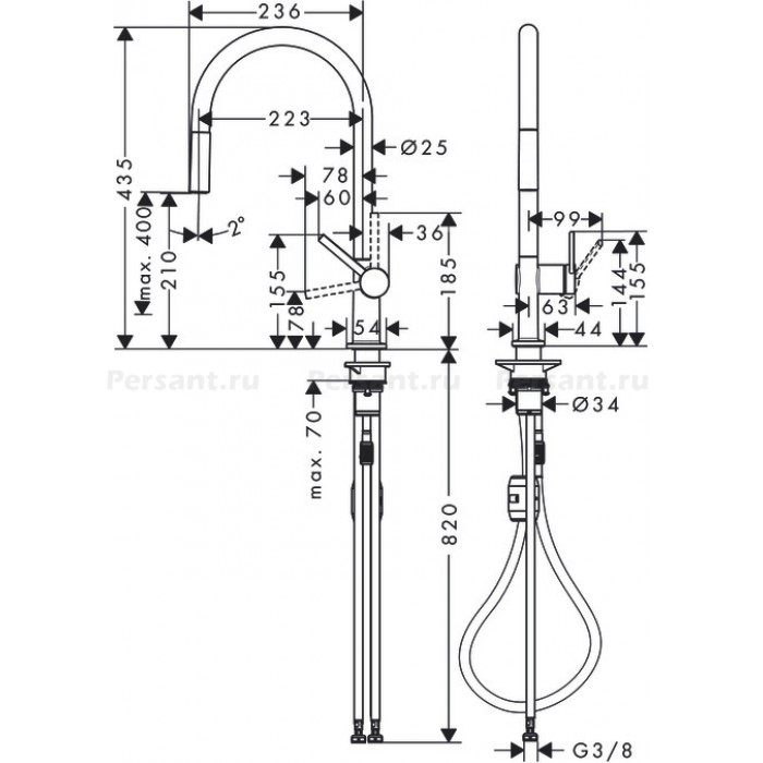 Смеситель для кухни hansgrohe Talis M54 210 1jet 72802670 с выдвижным изливом, черный матовый