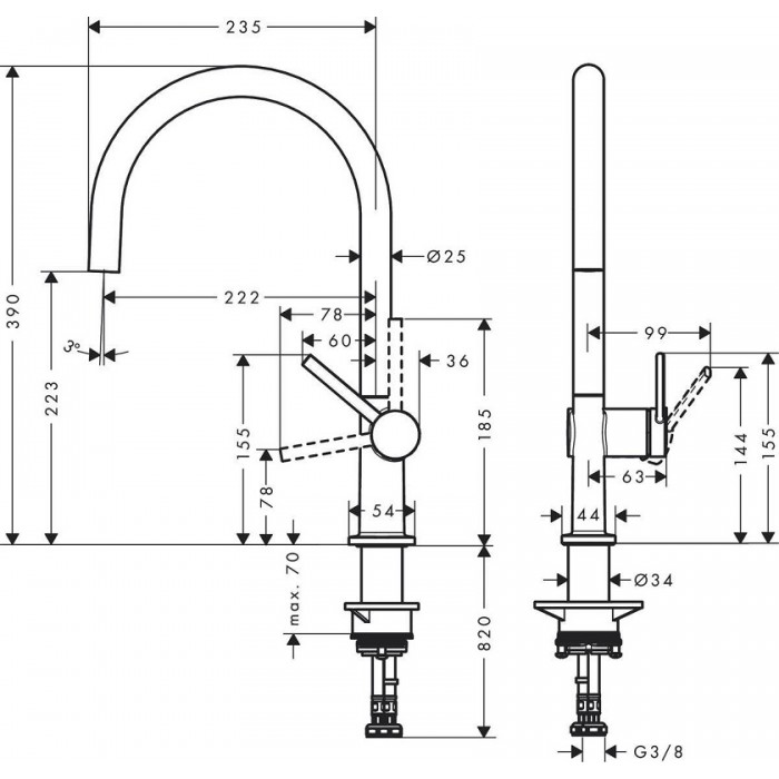Смеситель для кухни hansgrohe Talis M54 220 1jet 72804670 черный матовый