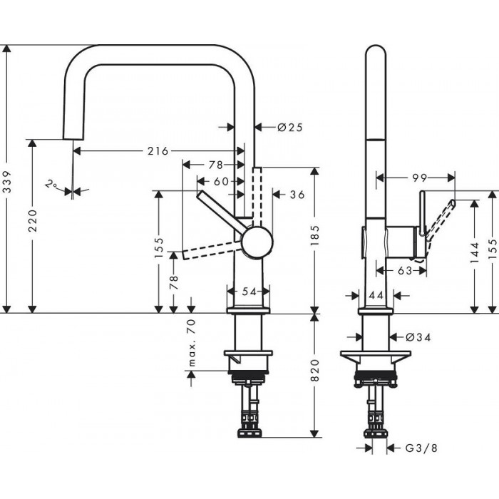Смеситель для кухни hansgrohe Talis M54 U 220 1jet 72806670 черный матовый