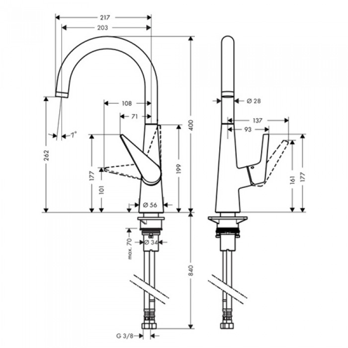 Смеситель для кухни Hansgrohe Talis M51 260 72810000 хром