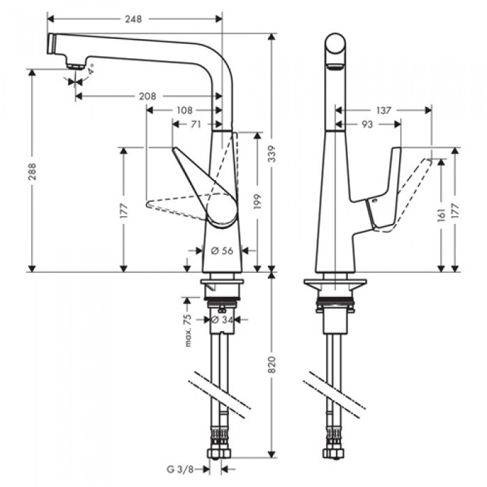 Смеситель для кухни Hansgrohe Talis Select M51 300 72820800 сталь