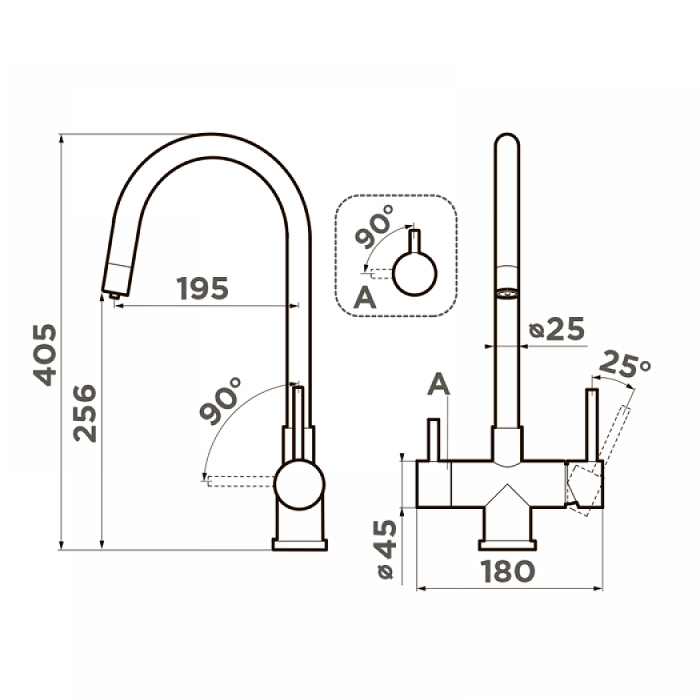 Смеситель для кухни Omoikiri Akita 4994086 с поключением к фильтру, сталь