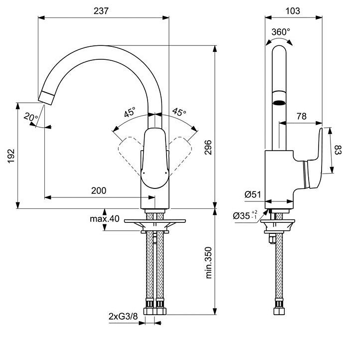 Смеситель для кухни Ideal Standard Ceraflex B1727AA хром