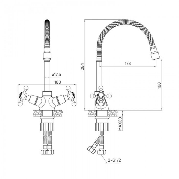 Смеситель для кухни Milardo Duplex DUPSB0FM05 с гибким изливом, хром