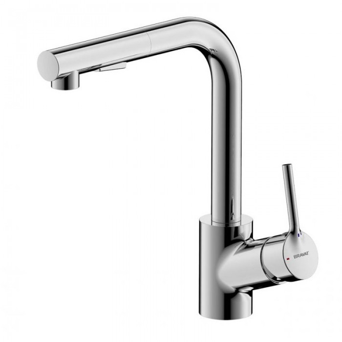 Смеситель для кухни Bravat Affability F7172217CP-3 с выдвижным изливом, хром