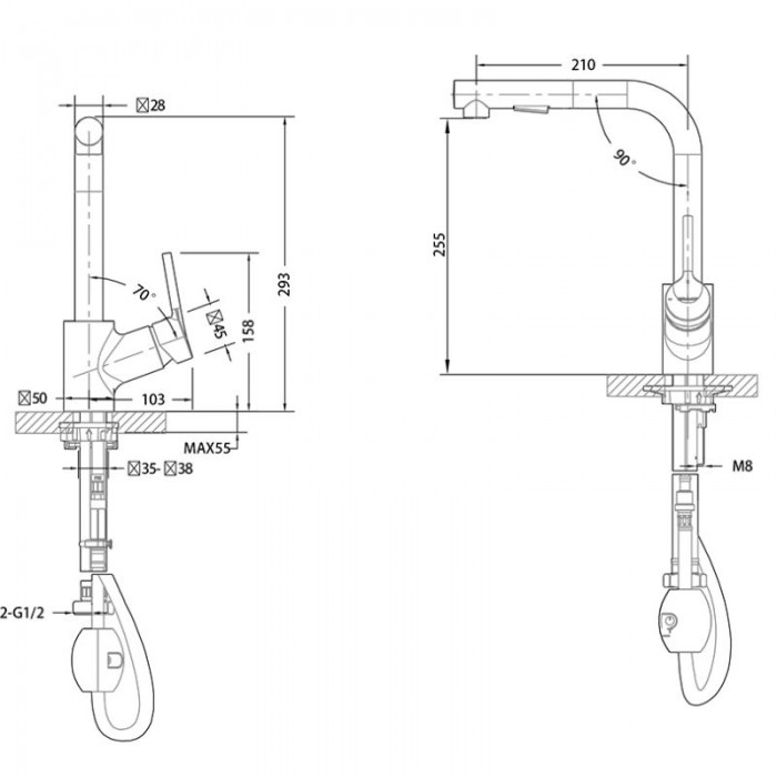 Смеситель для кухни Bravat Affability F7172217CP-3 с выдвижным изливом, хром