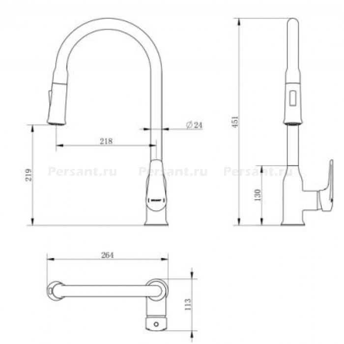 Смеситель для кухни Bravat Arden F7362395CP-ENG с выдвижным изливом, хром