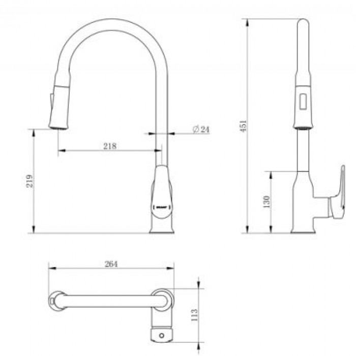 Смеситель для кухни Bravat Arden F7362395CP-ENG с выдвижным изливом, хром