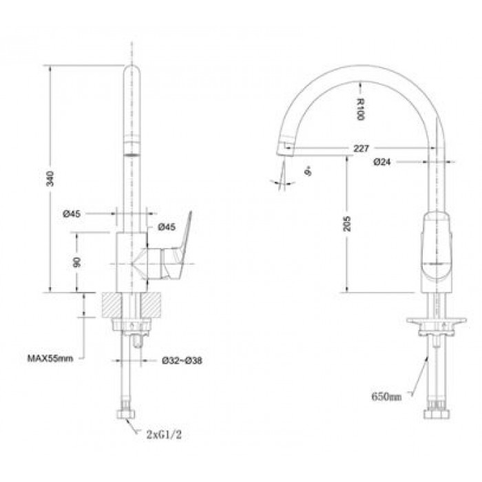 Смеситель для кухни Bravat Rhein F7429564CP-ENG хром