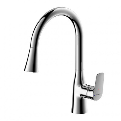 Смеситель для кухни Bravat F7460564CP-ENG с выдвижным изливом, хром