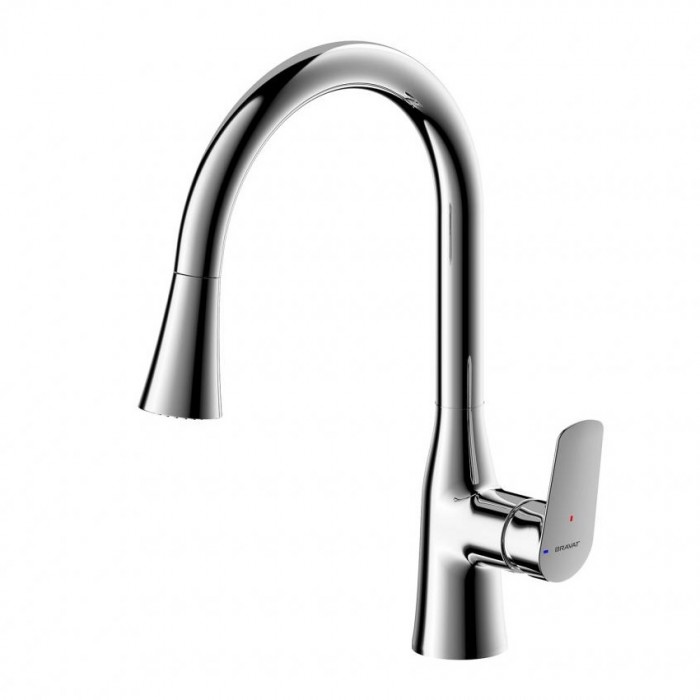 Смеситель для кухни Bravat F7460564CP-ENG с выдвижным изливом, хром