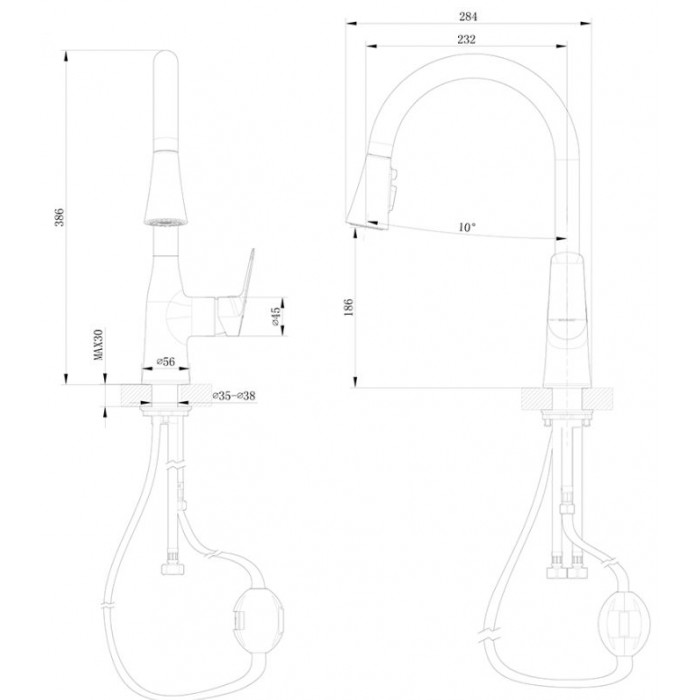 Смеситель для кухни Bravat F7460564CP-ENG с выдвижным изливом, хром