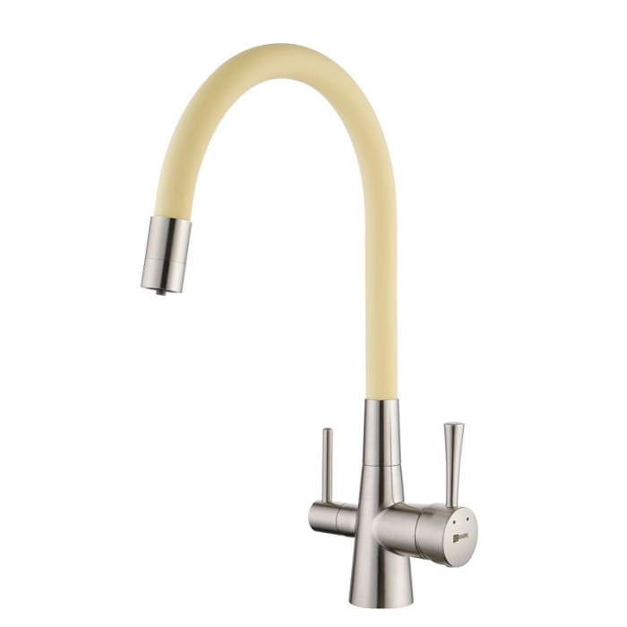 Смеситель для кухни Lemark Comfort LM3075BN-Beige с подключением к фильтру, никель/бежевый