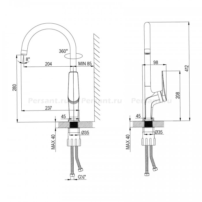 Смеситель для кухни Lemark Bronx LM3705GM графит
