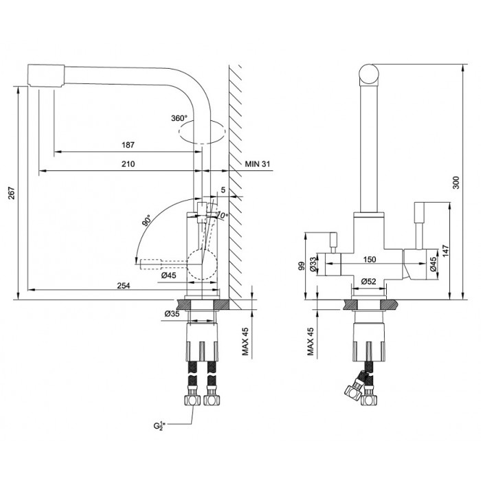 Смеситель для кухни Lemark Expert LM5061GMN с подключением к фильтру, оружейная сталь